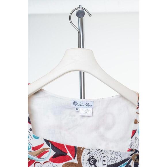 Loro Piana Vintage Red and Blue Print Linen Dress - Picture 4 of 4